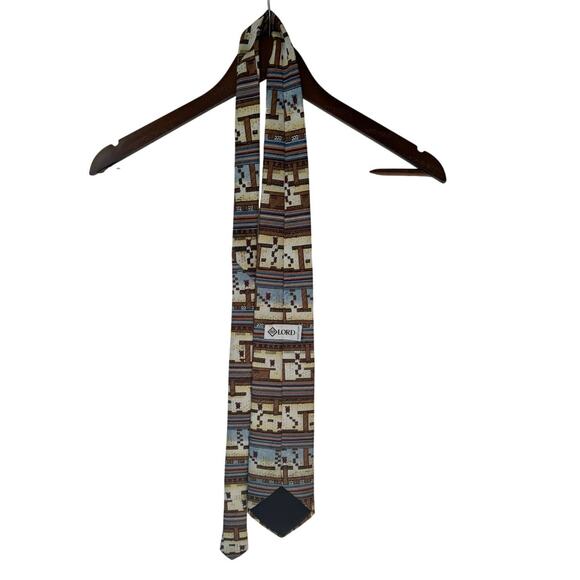 Lord Micro Faser Tie Retro Video Game Geometric Pattern Brown Blue Novelty EUC - Picture 5 of 5